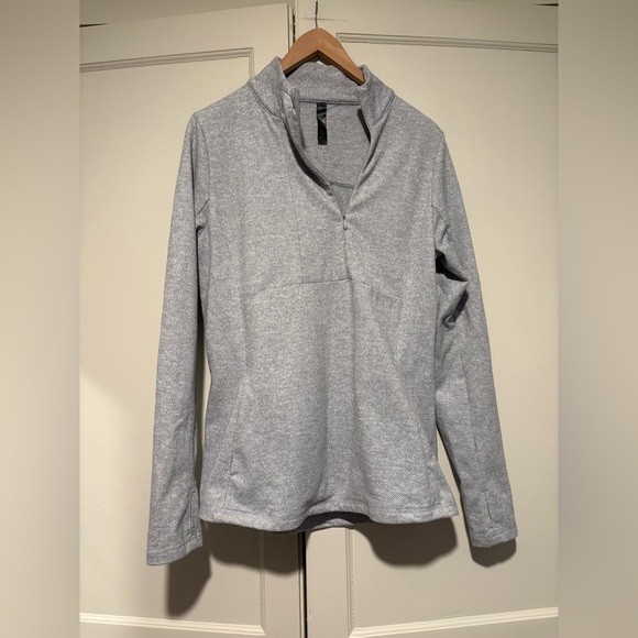 Kyodan Tops - Kyodan Soft Grey Patterned Quarter Zip Pullover